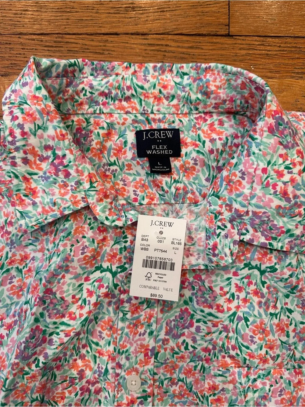 J. Crew Flex Washed Floral Button-Down Shirt